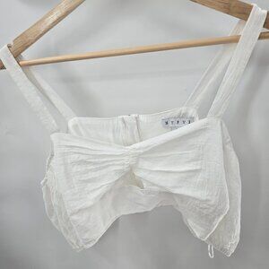 Hyfve White Rayon Cut Out Back Zipper Crop Top Size Medium
